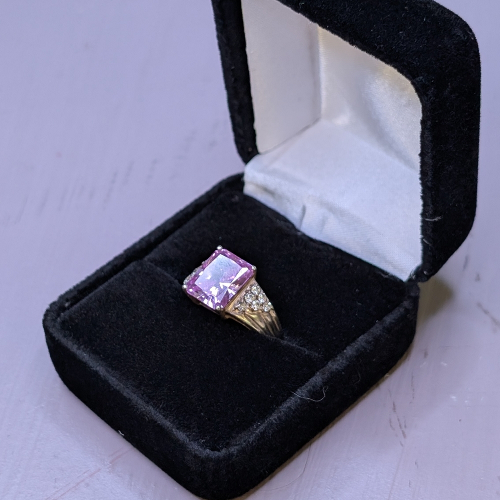 Vintage Silver Ring With Large Purple Gemstone